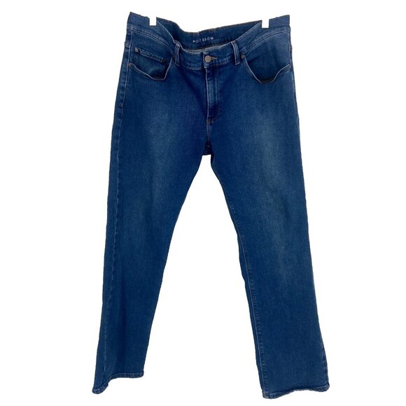 Mott & Bow Men 36x32 Straight Oliver Jeans Dark Wash Navy Blue Denim Stretch